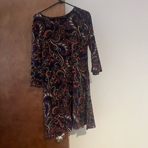 Banana Republic Black Paisley Multicolor Velvet Dress